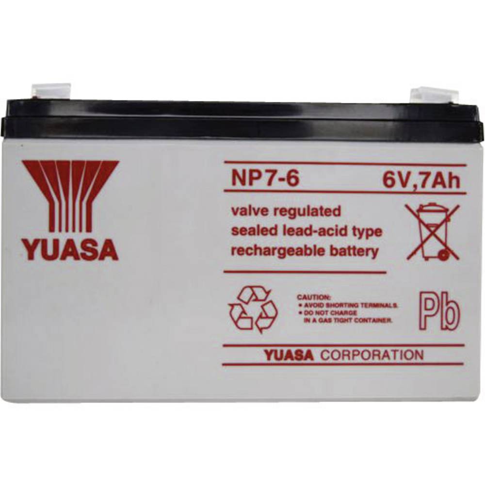 yuasa np7-6 np7-6 batterie au plomb 6 v 7 ah plomb (agm) (l x h x p) 151 x 97 x 34 mm cosses plates 4,8 mm sans entretien